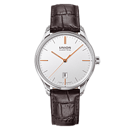 Viro Date 41 mm silver/rose gold, leather strap | Union