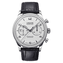 ユノユノ Noramis Chronograph white, leather strap | Union Glashütte UNION