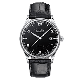Noramis Date Black, leather strap | Union Glashütte UNION